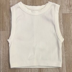 Aurola White Ribbed Tank Top